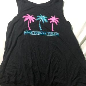 Black tank top with three plan trees size 10 from justice